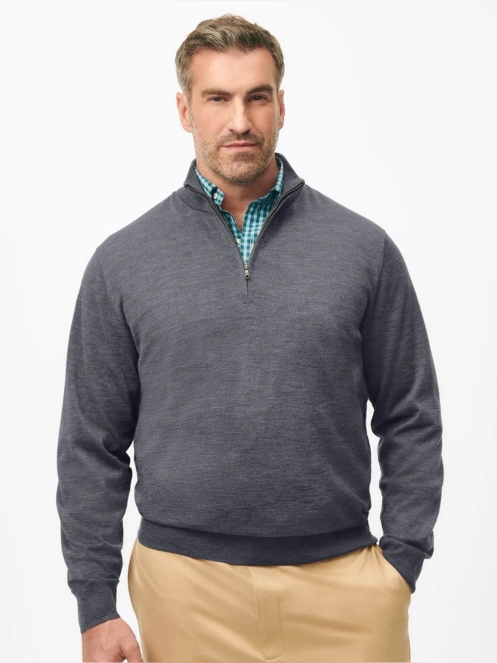 346 Brooks Brothers Men”s 100% Extra Fine Italian Merino Wool Half-Zip XXL EUC